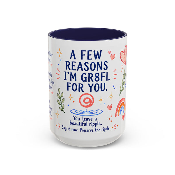 “A Few Reasons I'm GR8FL for You” 15 oz Gifted Mug — Whimsical Watercolor + GR8FL GIFTS™ Package