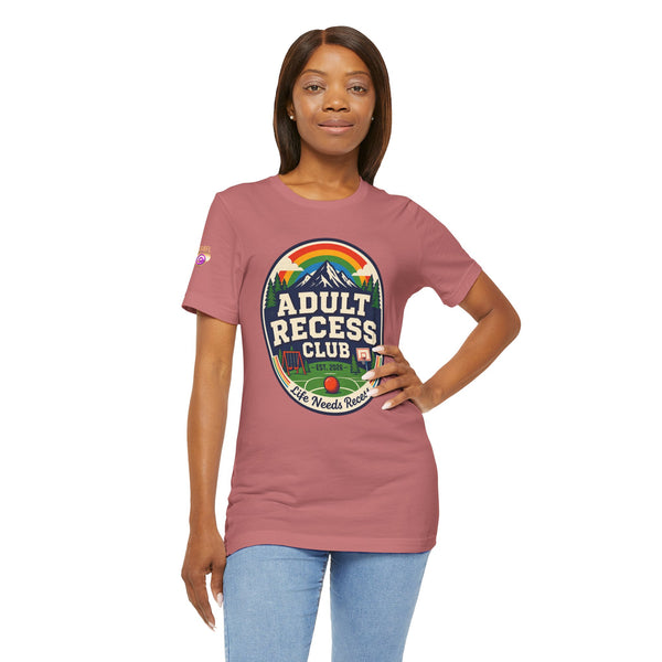 Adult Recess Club T-Shirt — Retro Outdoors Camping Tee (Life Needs Recess)