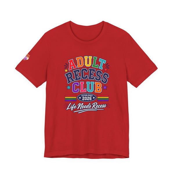 Adult Recess Club T-Shirt – Life Needs Recess Retro Rainbow Graphic Tee