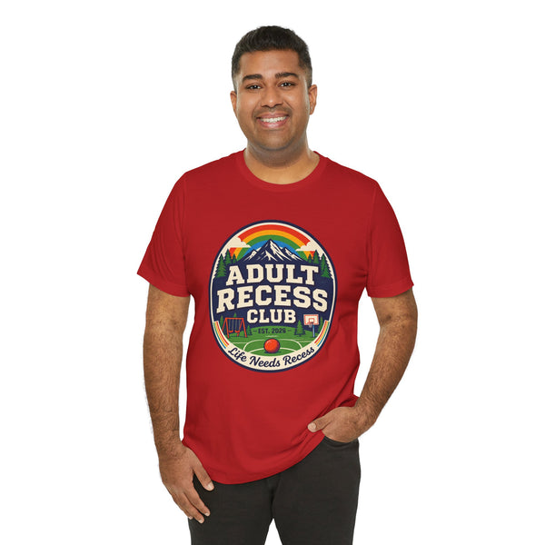 Adult Recess Club T-Shirt — Retro Outdoors Camping Tee (Life Needs Recess)