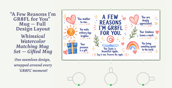 Whimsical Watercolor Gratitude Mug Set + GR8FL GIFTS™ Access