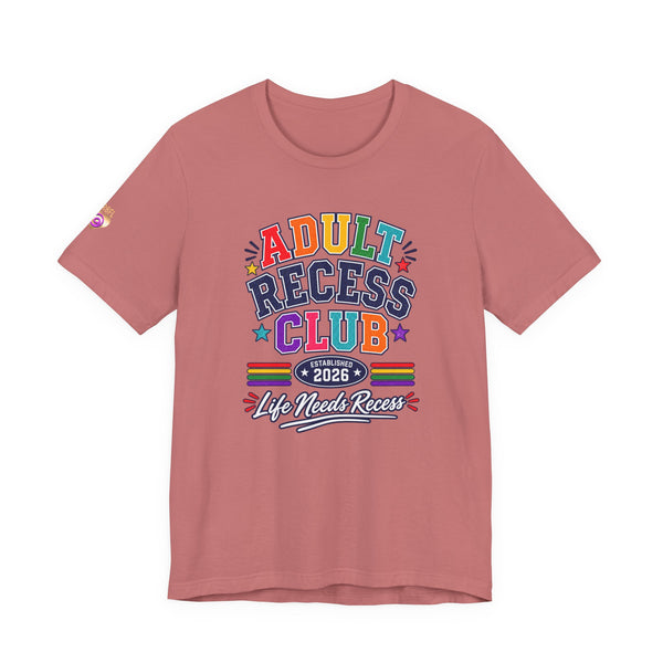 Adult Recess Club T-Shirt – Life Needs Recess Retro Rainbow Graphic Tee