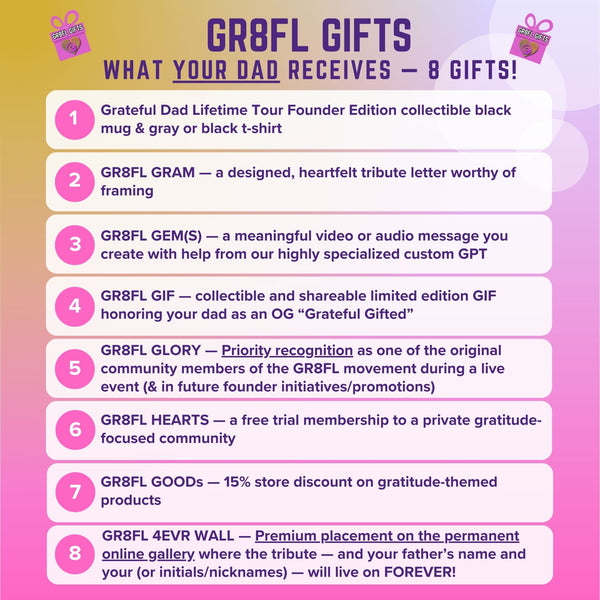 Grateful Dad T‑Shirt, Grateful Dad Mug Plus Premium OG Founder GR8FL GIFTS™ Access