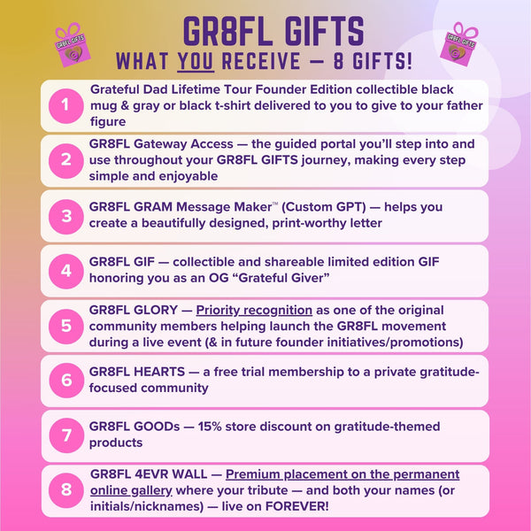 Grateful Dad T‑Shirt, Grateful Dad Mug Plus Premium OG Founder GR8FL GIFTS™ Access